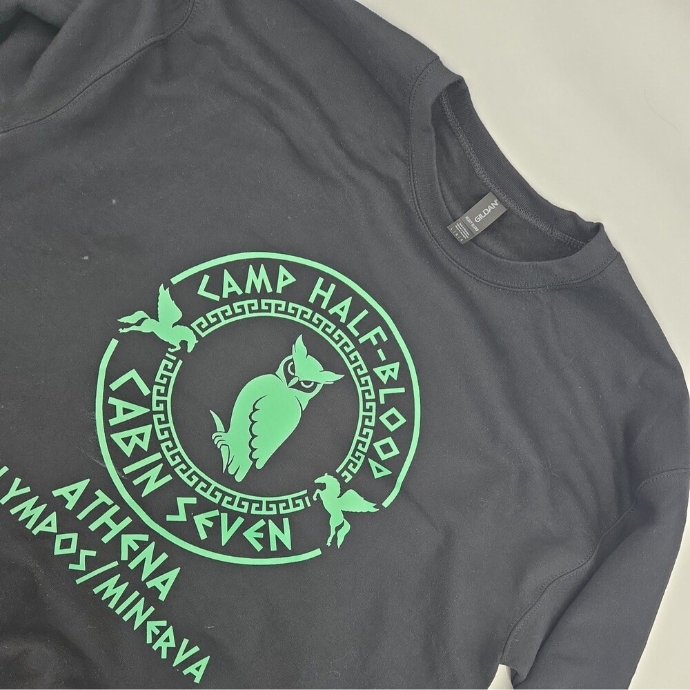 Percy Jackson Men Sweatshirt L Green Camp Half-Blood Cabin Seven Athena Olympus
